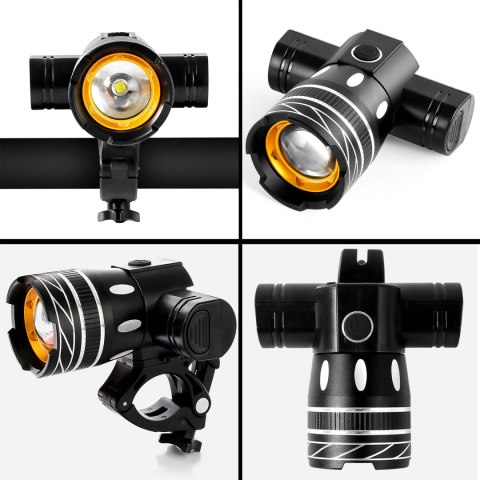 Lampka rowerowa światło przód tył wodoodporna LED CREE XM-L T6 USB zestaw przednia tylna światełko