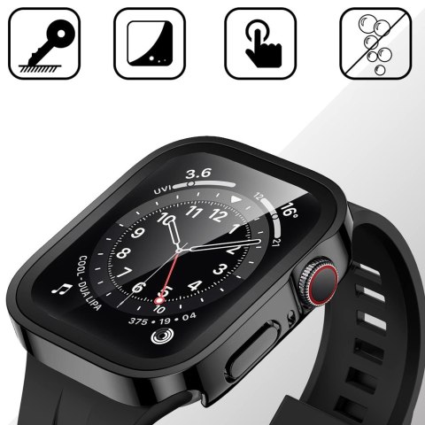 Obudowa ochronna z szkłem Alogy Protector Case 2w1 nakładka etui do Apple Watch 7/8 45mm Czarna