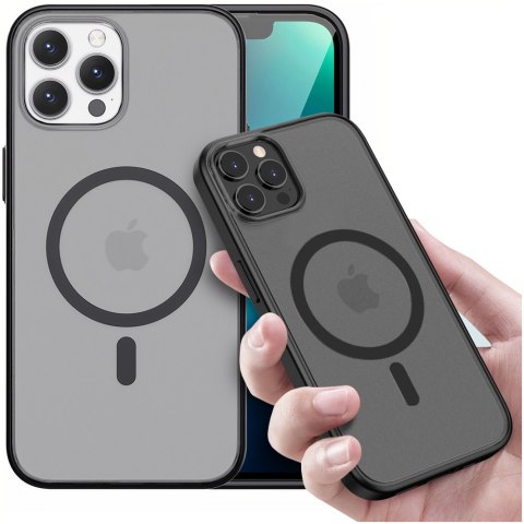 Etui matowe Alogy MagCase do MagSafe obudowa z pierścieniem magnetycznym do Apple iPhone 12/ 12 Pro Czarne