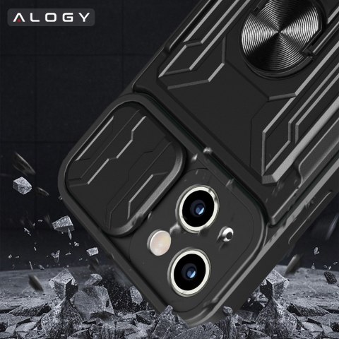 Etui pancerne Alogy Camshield Stand Ring Wallet z osłonką na aparat i miejscem na karty do Apple iPhone 14 czarne