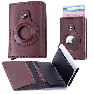 Portfel na dokumenty Alogy Smart Wallet z miejscem na AirTag Air Tag na karty gotówkę ochrona RFID Brązowy