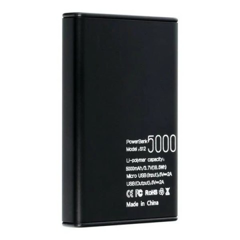 Powerbank PURIDEA 5000mAh S12 czarny/black