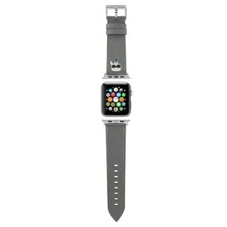 Pasek do smartwatcha Karl Lagerfeld KLAWLOKHG do Apple Watch 42/44/45mm srebrny/silver strap Saffiano Karl Heads