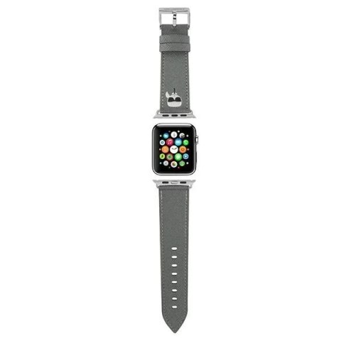 Pasek do smartwatcha Karl Lagerfeld KLAWLOKHG do Apple Watch 42/44/45mm srebrny/silver strap Saffiano Karl Heads