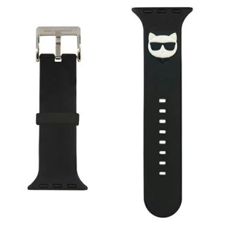 Pasek do smartwatcha Karl Lagerfeld KLAWMSLCK do Apple Watch 38/40/41mm czarny/black strap Silicone Choupette Heads