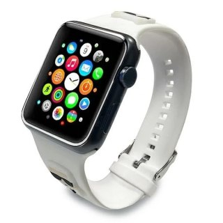 Pasek do smartwatcha Karl Lagerfeld KLAWMSLCKW do Apple Watch 38/40/41mm biały/white strap Silicone Karl & Choupette Heads