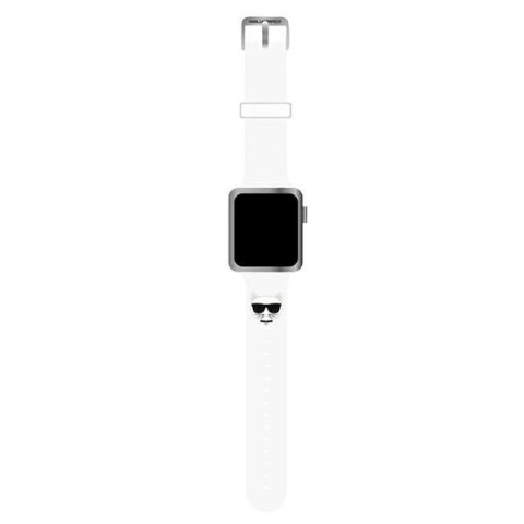 Pasek do smartwatcha Karl Lagerfeld KLAWMSLCW do Apple Watch 38/40/41mm biały/white strap Silicone Choupette Heads