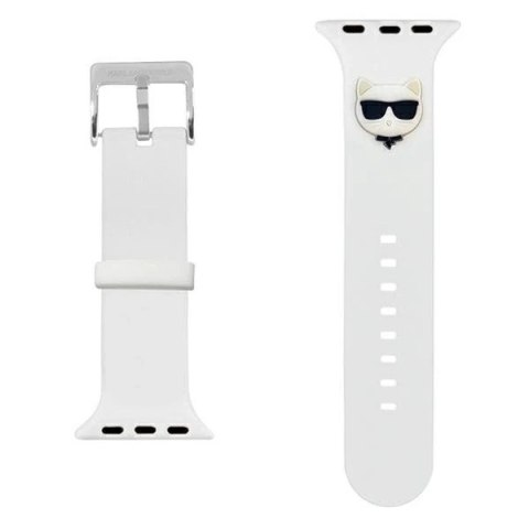Pasek do smartwatcha Karl Lagerfeld KLAWMSLCW do Apple Watch 38/40/41mm biały/white strap Silicone Choupette Heads