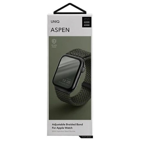 Pasek UNIQ Aspen do Apple Watch 44/42/45mm Series 4/5/6/7/8/SE/SE2 Braided zielony/cypress green