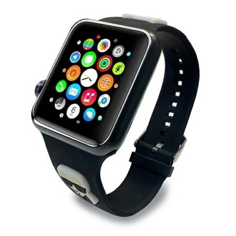 Pasek do smartwatcha Karl Lagerfeld KLAWLSLCKK do Apple Watch 42/44/45mm czarny/black strap Silicone Karl & Choupette Heads