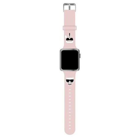 Pasek do smartwatcha Karl Lagerfeld KLAWLSLCKP do Apple Watch 42/44/45mm różowy/pink strap Silicone Karl & Choupette Heads