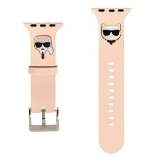Pasek do smartwatcha Karl Lagerfeld KLAWLSLCKP do Apple Watch 42/44/45mm różowy/pink strap Silicone Karl & Choupette Heads
