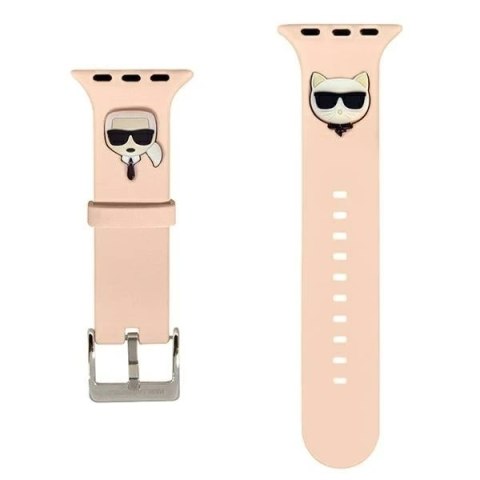 Pasek do smartwatcha Karl Lagerfeld KLAWLSLCKP do Apple Watch 42/44/45mm różowy/pink strap Silicone Karl & Choupette Heads