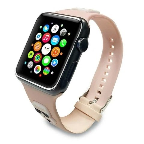 Pasek do smartwatcha Karl Lagerfeld KLAWLSLCKP do Apple Watch 42/44/45mm różowy/pink strap Silicone Karl & Choupette Heads
