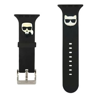 Pasek do smartwatcha Karl Lagerfeld KLAWMSLCKK do Apple Watch 38/40/41mm czarny/black strap Silicone Karl & Choupette Heads