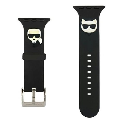 Pasek do smartwatcha Karl Lagerfeld KLAWMSLCKK do Apple Watch 38/40/41mm czarny/black strap Silicone Karl & Choupette Heads