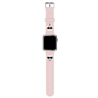 Pasek do smartwatcha Karl Lagerfeld KLAWMSLCKP do Apple Watch 38/40/41mm różowy/pink strap Silicone Karl & Choupette Heads