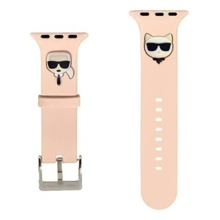 Pasek do smartwatcha Karl Lagerfeld KLAWMSLCKP do Apple Watch 38/40/41mm różowy/pink strap Silicone Karl & Choupette Heads