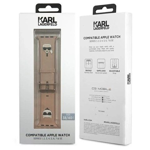 Pasek do smartwatcha Karl Lagerfeld KLAWMSLCKP do Apple Watch 38/40/41mm różowy/pink strap Silicone Karl & Choupette Heads