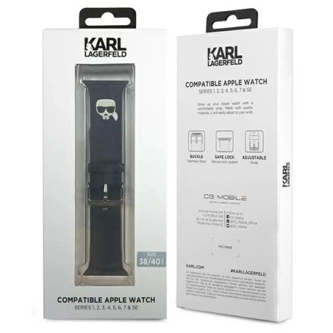 Pasek do smartwatcha Karl Lagerfeld KLAWMSLKK do Apple Watch 38/40/41mm czarny/black strap Silicone Karl Heads