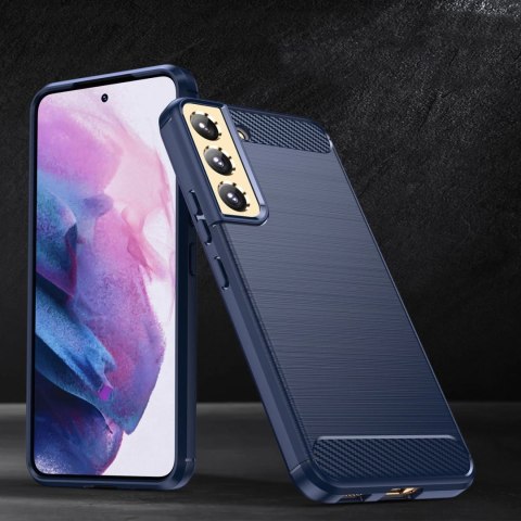 Etui na telefon Carbon Case do Samsung Galaxy S23+ Plus elastyczny silikonowy karbonowy pokrowiec niebieskie