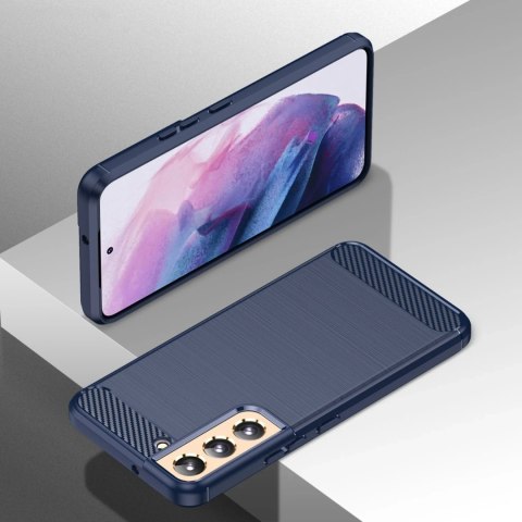 Etui na telefon Carbon Case do Samsung Galaxy S23+ Plus elastyczny silikonowy karbonowy pokrowiec niebieskie