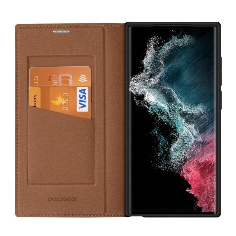 Etui ochronne Dux Ducis Skin X2 do Samsung Galaxy S23 Ultra pokrowiec z klapką portfel podstawka brązowe