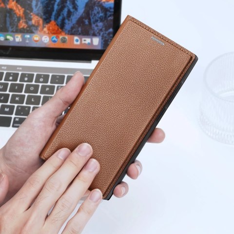 Etui ochronne Dux Ducis Skin X2 do Samsung Galaxy S23 Ultra pokrowiec z klapką portfel podstawka brązowe