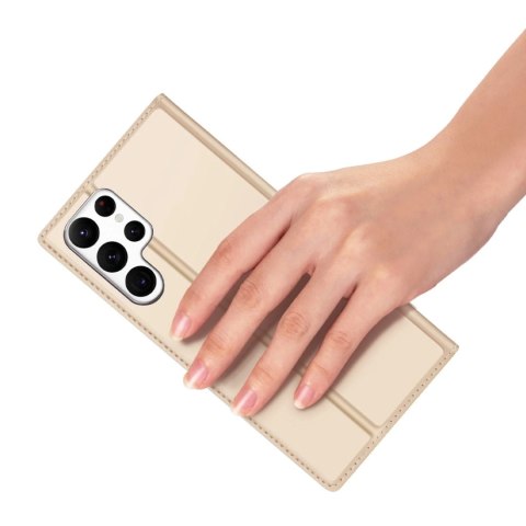 Etui ochronne Dux Ducis Skin Pro do Samsung Galaxy S23 Ultra pokrowiec z klapką portfel na kartę podstawka Złote