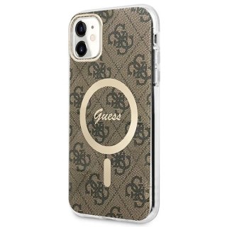Zestaw Guess GUBPN61H4EACSW Case+Charger iPhone 11 6,1" hard case 4G MagSafe Print brązowy/brown