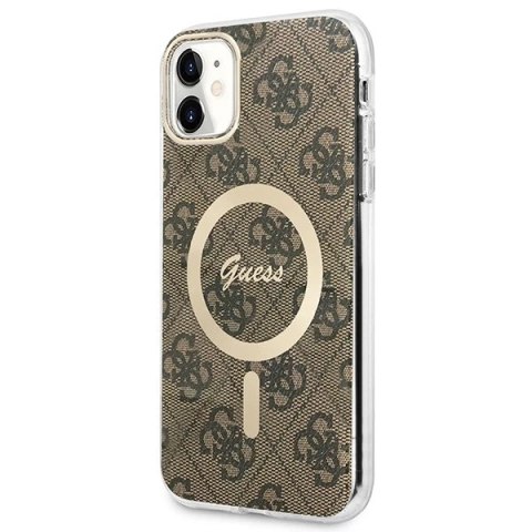 Zestaw Guess GUBPN61H4EACSW Case+Charger iPhone 11 6,1" hard case 4G MagSafe Print brązowy/brown
