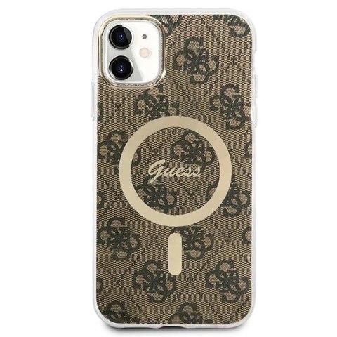 Zestaw Guess GUBPN61H4EACSW Case+Charger iPhone 11 6,1" hard case 4G MagSafe Print brązowy/brown