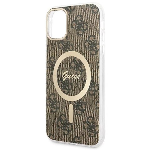 Zestaw Guess GUBPN61H4EACSW Case+Charger iPhone 11 6,1" hard case 4G MagSafe Print brązowy/brown