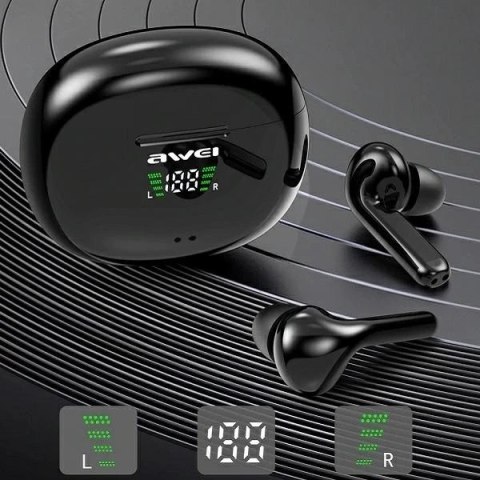 AWEI słuchawki Bluetooth 5.0 T15P TWS + stacja dokująca czarny/black