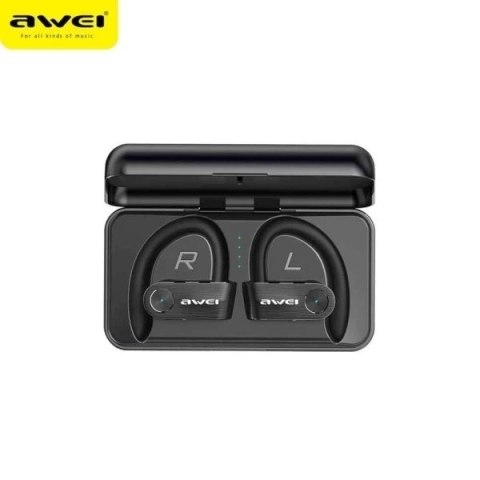 AWEI słuchawki Bluetooth 5.0 T22 TWS + stacja dokująca/power bank 1500mAh czarny/black