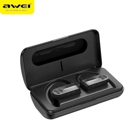 AWEI słuchawki Bluetooth 5.0 T22 TWS + stacja dokująca/power bank 1500mAh czarny/black