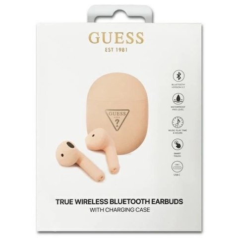 Guess słuchawki Bluetooth GUTWST82TRP TWS + stacja dokująca różowy/pink Triangle Logo