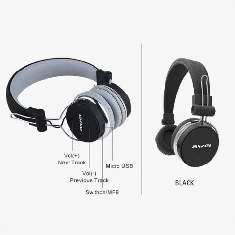 AWEI słuchawki nauszne Bluetooth A700BL czarny