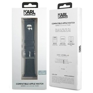 Karl Lagerfeld Pasek KLAWLOKHK do Apple Watch 42/44/45mm czarny/black strap Saffiano Karl Heads