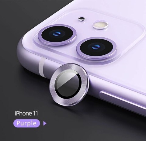 Osłona aparatów USAMS Camera Lens Glass do iPhone 11 metal ringBH572JTT04 (US-BH572) purpurowy/purple