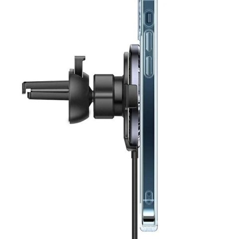 Uchwyt samochodowy do telefonu indukcyjny USAMS US-CD164 15W 2w1 Magnetic do kratki went. czarny/black