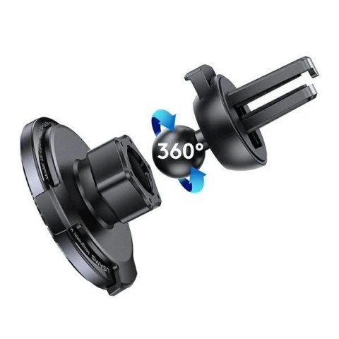 Uchwyt samochodowy do telefonu indukcyjny USAMS US-CD164 15W 2w1 Magnetic do kratki went. czarny/black