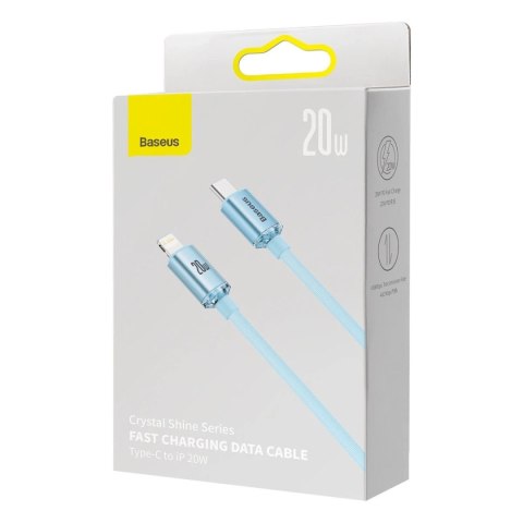 Baseus Crystal Shine Series kabel USB Typ C - Lightning szybkie ładowanie Power Delivery 20W 1,2m niebieski (CAJY001303)