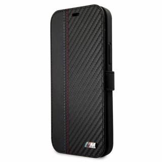 Etui BMW BMFLBKP12SMCARBK do iPhone 12 mini 5,4" book M Collection PU Carbon Stripe czarny/black
