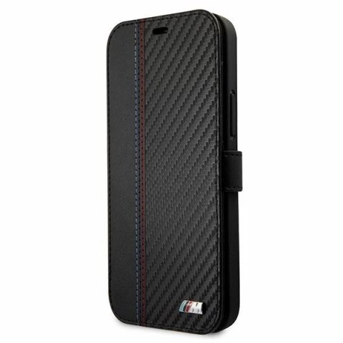 Etui BMW BMFLBKP12SMCARBK do iPhone 12 mini 5,4" book M Collection PU Carbon Stripe czarny/black