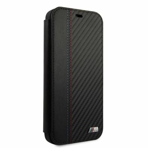 Etui BMW BMFLBKP12SMCARBK do iPhone 12 mini 5,4" book M Collection PU Carbon Stripe czarny/black