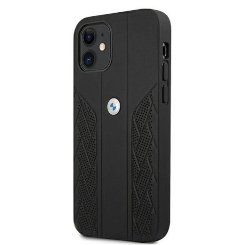 Etui BMW BMHCP12SRSPPK do iPhone 12 mini 5,4" hardcase Leather Curve Perforate czarny/black