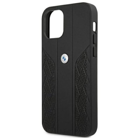 Etui BMW BMHCP12SRSPPK do iPhone 12 mini 5,4" hardcase Leather Curve Perforate czarny/black