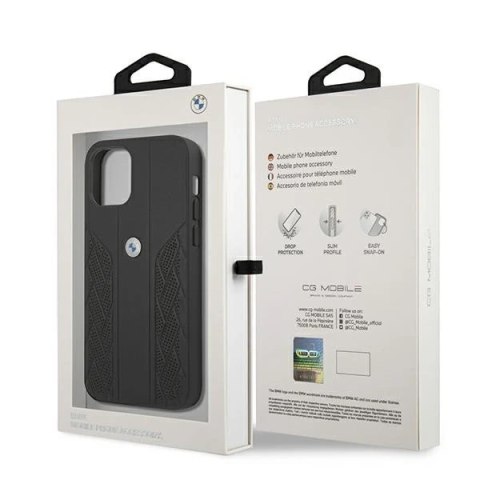 Etui BMW BMHCP12SRSPPK do iPhone 12 mini 5,4" hardcase Leather Curve Perforate czarny/black