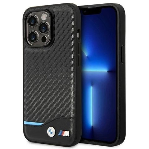 Etui BMW BMHCP14X22NBCK do iPhone 14 Pro Max 6,7"Leather Carbon czarny/black